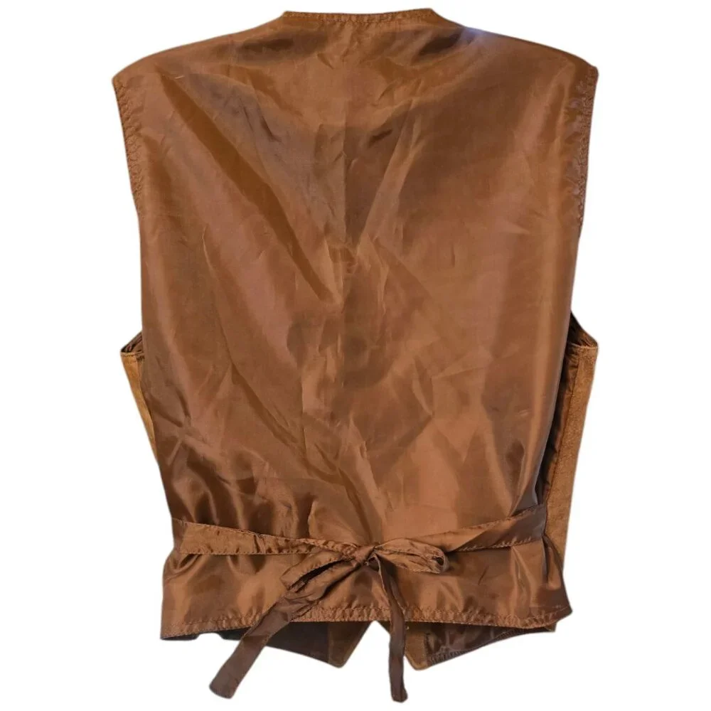 Vintage YS POINTE 70 Brown Leather Vest sz XL